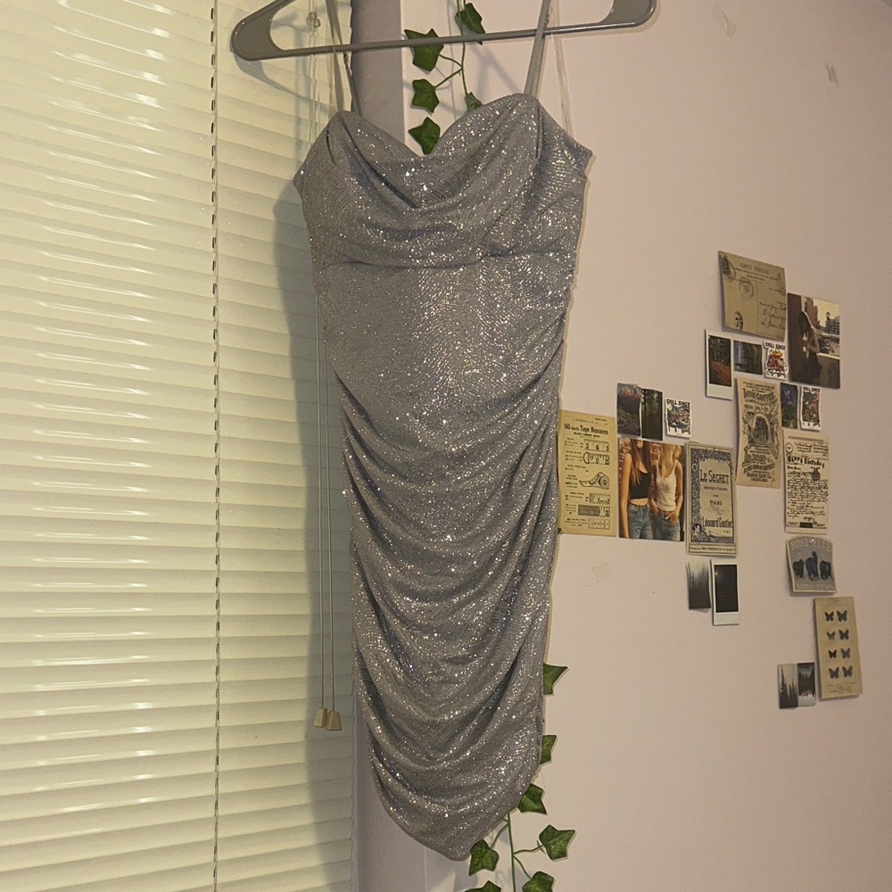 Emerald Sundae Sparkling Silver Mini Dress